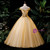 Gold Tulle Off The Shoulder Sequins Beading Quinceanera Dress