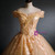 Gold Sequins Appliques Beading Quinceanera Dress