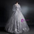Silver Gray Tulle Puff Sleeve Appliques Beading Quinceanera Dress