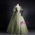 Green Tulle Square Puff Sleeve Sequins Appliques Quinceanera Dress