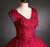 Burgundy Tulle Sequins V-neck Appliques Beading Quinceanera Dress