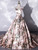 Pink Satin Strapless Embroidery Print Quinceanera Dress