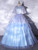 Blue Tulle Appliques Flying Sleeve Quinceanera Dress
