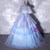 Blue Tulle Appliques Flying Sleeve Quinceanera Dress