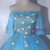 Blue Tulle Off the Shoulder Short Sleeve Appliques Quinceanera Dress