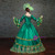 Green Satin Appliques Long Sleeve Baroque Victorian Dress