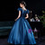 Blue Satin Puff Sleeve Appliques Victorian Masquerade  Dress