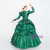 Green Satin Long Sleeve Appliques Rococo Baroque Vintage Dress