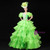 Green Organza Short Sleeve Appliques Baroque Dress