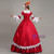 Red White Satin Lace Long Sleeve Rococo Baroque Dress