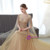 Gold Tulle Sequins Beading Flying Sleeve Prom Dress 