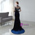 Navy Blue Velvet Long Sleeve Beading Prom Dress