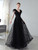 Black Tulle V-neck Beading Feather Prom Dress