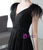Black Tulle V-neck Beading Feather Prom Dress