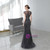 Dark Gray Tulle Mermaid Cap Sleeve Beading Sequins Prom Dress