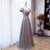 Gray Sequins Saure Short Sleeve Prom Dress