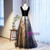 A-Line Black Tulle Velvet Sequins Prom Dress