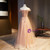 Gold Tulle Off the Shoulder Beading Sequins Prom Dress