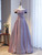 A-Line Purple Off the Shoulder Formal Prom Dress