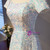 White Sequins Square Short Sleeve Prom Dress