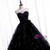 Unique Black Tulle Sequins Strapless Prom Dress