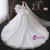 White Tulle Off the Shoulder Puff Sleeve Beading Wedding Dress