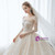 Sequins Square Long Sleeve Beading Wedding Dress