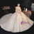 Dark Champagne Tulle Long Sleeve Sequins Appliques Wedding Dress