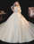 Tulle Sequins Beading Open Back Cap Sleeve Wedding Dress