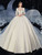 White Satin High Neck Short Sleeve Wedding Dress