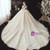 Champagne Tulle High Neck Appliques Beading Wedding Dress