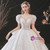 Tulle Sequins Appliques Puff Sleeve Wedding Dress With Train