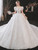 Tulle Sequins Appliques Puff Sleeve Wedding Dress With Train