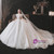 Tulle Sequins Appliques Puff Sleeve Wedding Dress With Train