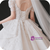 Tulle Sequins Appliques Puff Sleeve Wedding Dress With Train