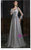 Silver Gray Tulle Illusion Long Sleeve Beading Feather Prom Dress