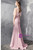 Pink Mermaid Satin V-neck Pearls Beading Prom Dress