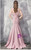 Pink Mermaid Satin V-neck Pearls Beading Prom Dress