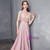 Pink Satin Backless Appliques Tassel Beading Prom Dress