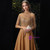 Gold Satin Backless Appliques Tassel Beading Prom Dress