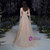 Champagne Tulle Beading Sequins Floating Rotator Cuff Prom Dress