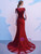 Luxury Burgundy Mermaid Lace Beading Prom Dress