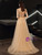 Gold Tulle Cap Sleeve Beading Sequins Prom Dress