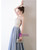Blue Gray V-neck Backless Beading Sequins Prom Dress