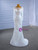 White Mermaid Tulle Sequins Long Sleeve Wedding Dress With Detachable Train