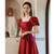 In Stock:Ship in 48 Hours Burgundy Satin Square Prom Dress