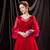 In Stock:Ship in 48 Hours Burgundy Long Sleeve Appliques Prom Dress