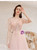 In Stock:Ship in 48 Hours Pink Puff Sleeve Beading Prom Dress