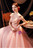 In Stock:Ship in 48 Hours Pink Off the Shoulder Appliques Prom Dress