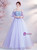 In Stock:Ship in 48 Hours Purple Tulle Appliques Puff Sleeve Prom Dress